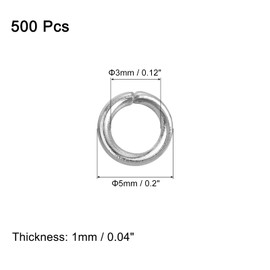 sourcing map 500Pcs Open Jump Rings, 5mm 316 Stainless Steel O Rings, Split Rings Circle Clasp Connecting Rings for Jewelry Making Supplies Necklace Repair, Silver