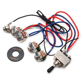 SAPHUE Guitar Wiring Harness Prewired 2V2T 3 Way Toggle Switch Jack 500k Pots for Gibson Replacement Guitar