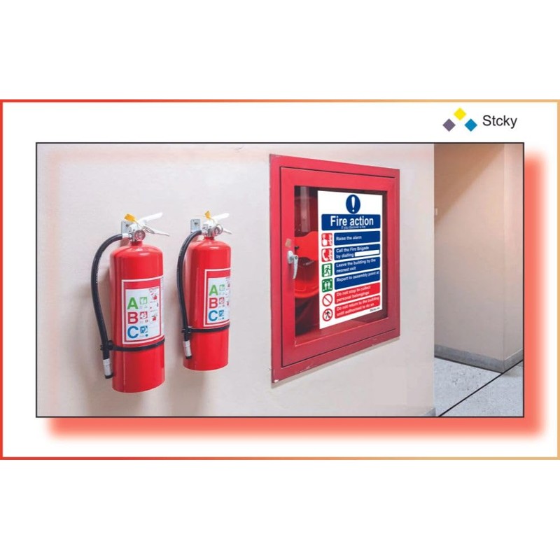 Stcky Fire Action Notice Sign - 20 x 30 cm