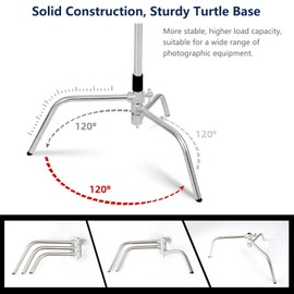 C Stands with Boom Arm Stainless Steel C Light Stand Heavy Duty, Max Height 10.5ft/320cm, with 4.2ft/128cm Holding Arm, for Photography Studio, Reflector, Umbrella, Softbox