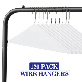 Yuntau 120 Pcs Wire Hangers Bulk 16" Dry Cleaner Hangers for Clothes Caped Clothing Strut Pants(Caped)