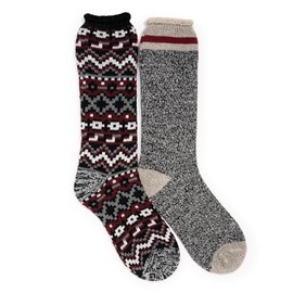 MUK LUKS Men's 2 Pk Heat Retainer Socks, Multi, OS
