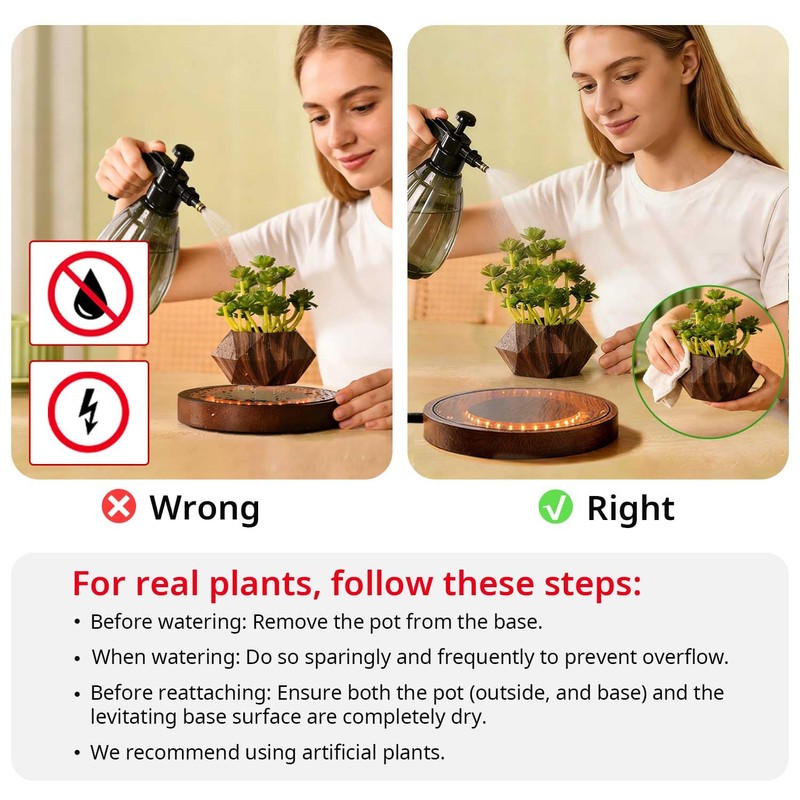 CENTRALEV Magnetic Levitating Plant Pot with LED Light, 360° Rotating