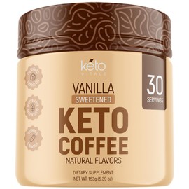 Keto Vitals Instant Keto Coffee Powder - 30 Servings - Low-Calorie Vanilla Sweetened Coffee with Keto-Friendly Creamer
