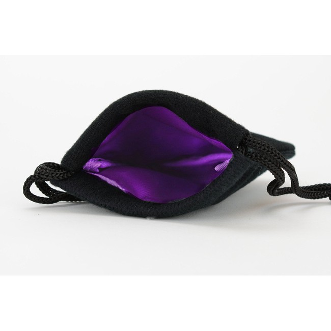 Small Dice Bag 3.75x4 Inch Velvet Double Stitched Snag Proof Satin Lining - Holds 21 Dice Comfortably - Purple Interior with Black Exterior