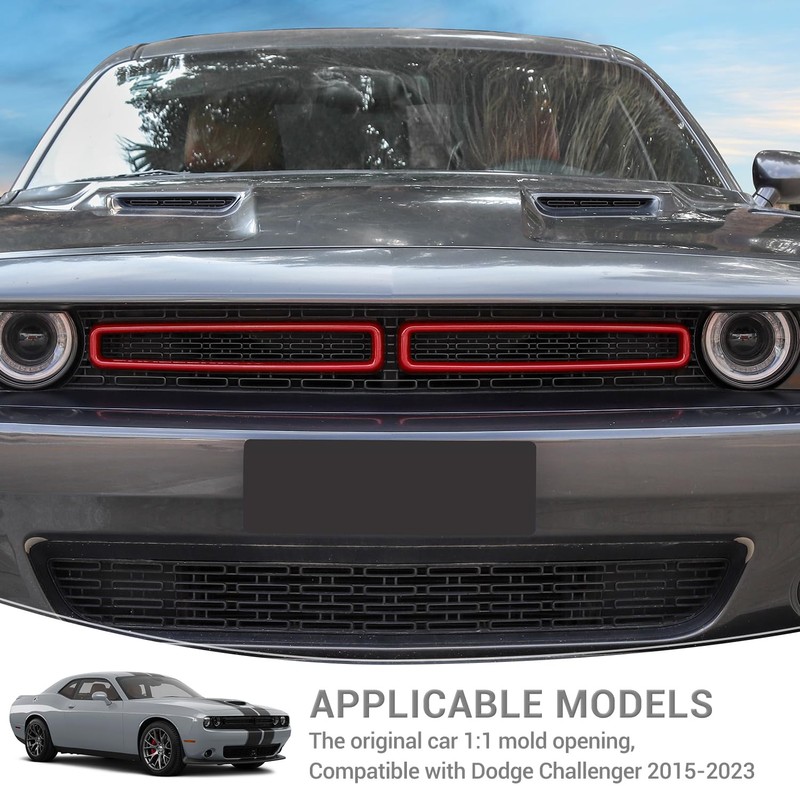 PDKLIN for Challenger Front Grill Mesh Grille Inserts Trim Cover