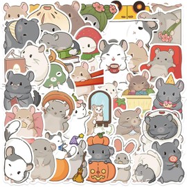 50 PCS Cute Chinchilla Stickers for Kids,Children,Boys,Girls,Teens,Adults,South America Chinchillidae Waterproof Vinyl Decals for Computer,Skateboard,Laptop,Water Bottle,Phone,Luggage,Bike