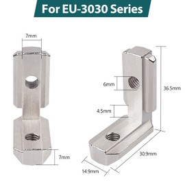 Yeepeo 8 × T-Nut Inner Angle 3030 M6 Corner Connector, Aluminium Profile Groove 8 T Slot 90° L-Shape Zinc Alloy Inner Corner Connector with Screws T Slot Nut Outer Angle Angle for Aluminium Profile 30