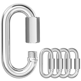 KINLINK 5PCS M4 5/32 Quick Link Chain Connector, 304 Stainless Steel Carabiner, Small Locking Carabiner Clips Heavy Duty Chain Link Connector for Connecting Hammock，Swing, Shade Sail-Capacity 500LB