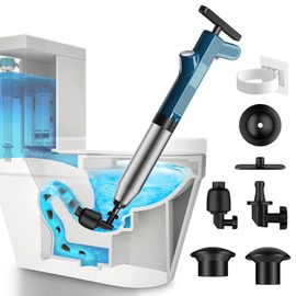 TheElves Air Plunger for Toilet – High Pressure Plunge Blaster, Stainless Steel Pressure Clog Remover for Bathroom, Floor Drain, Shower, Sink, Bathtub-Blue