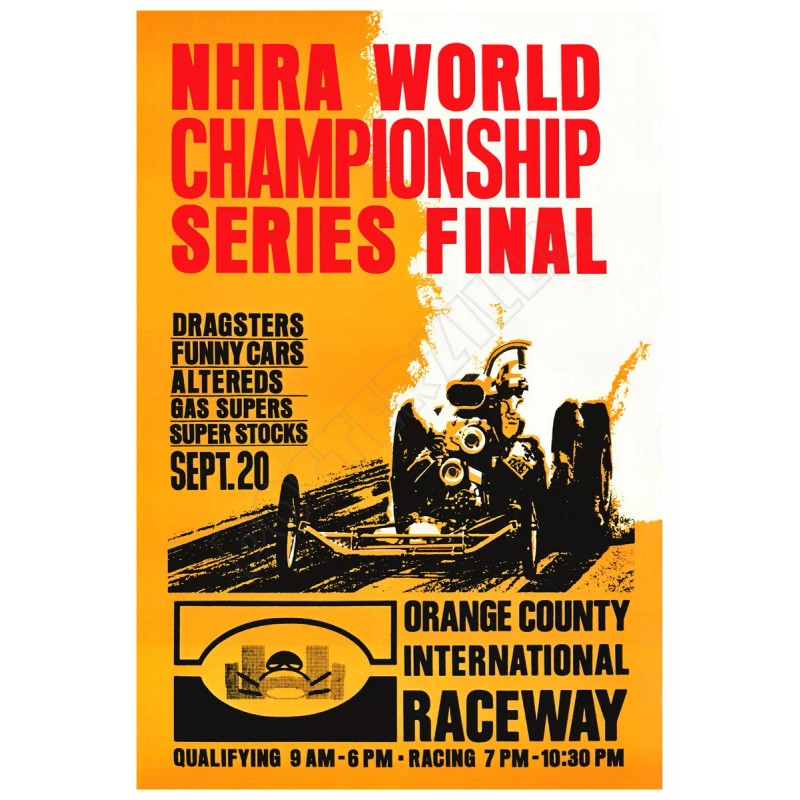 Orange County International Raceway Drag Strip 1970 NHRA Advertising Poster