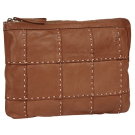 Samantha Look 021780 Women's Real Leather Shoulder Bag, Made in Italy, Patchwork Design, Leather Bag with Adjustable Shoulder Strap, Cognac