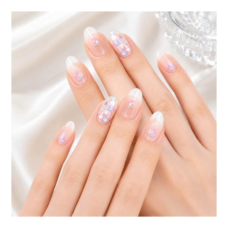Aurora Mother of Pearl Handmade Nail Tips - Oval S