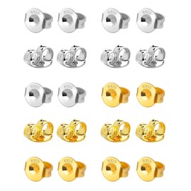 Diulinep Earring Backs, Earring Backs Replacements, Earring Backs for Droopy Ears, 20pcs 925 Sterling Silver 14K Gold Earring Backs, Hypoallergenic Earring Backs,Back Earrings(10White+10Gold)