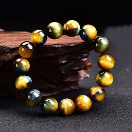 Unbranded Yellow Blue Tiger Eye 8mm Beads Healing Protection Strength Women Men Bracelet