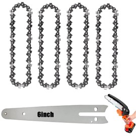 5 pcs 6 Inch Mini Chainsaw Chain Set, 37 Drive Links,Replacement Chains for Cordless Electric Portable Mini Chainsaw, Guide Saw Chain for All 6-inch Mini Chainsaws for Wood Branch Cutting