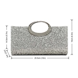 Zaciea Sequin Clutch Purses for Women Fomal, Evening Bags Handbags for Wedding and Party (silver)