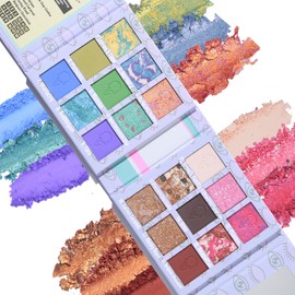 Tintark Eyes Cream Eyeshadow Palette Makeup, Blue Pink Nude Brown Glitter Shimmer Matte Eye Shadow Pallets for Cute Popular Eye Make up, 18 colors Ice Cream Original Design, Talc Free