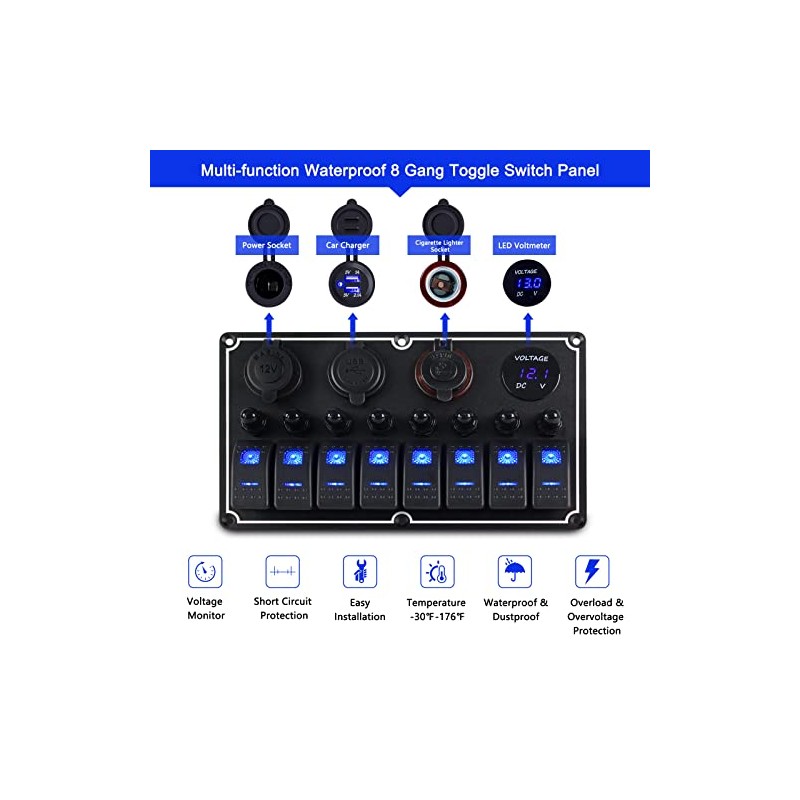 xhtechnology - Panel de Interruptores Marinos Impermeable, Panel de Interruptores