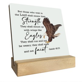 Christian Quote Wood Plaque Gift, Isaiah 40:31- But Those Who Wait Upon The Lord, Plaque with Wooden Stand, Meaningful Wood Sign Plaque Gift, Bible Verse Gift Wood Sign, Christian Family Décor A1