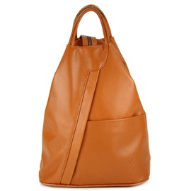 Belli City Backpack Lightweight Medium Italian Leather Women's Bag Backpack Handbag Made in Italy – 29 x 32 x 11 cm (W x H x D), Cognac