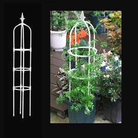 White / Diameter 7.9 inches (20 cm), Height 43.3 inches (110 cm)) Gardening Stanch, Metal Height Adjustable Stanch, Rose, Morning Glory, Rose Obelisk, Grape, Mini Tomato, Shelf, Rose, Gardening,