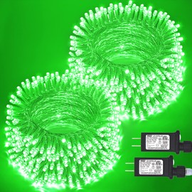 JMEXSUSS 2 Pack Green String Lights, 33ft Connectable Green Christmas Lights Plug in, 8 Modes Green Lights for Bedroom St Patricks Day Decorations Christmas Garden Party