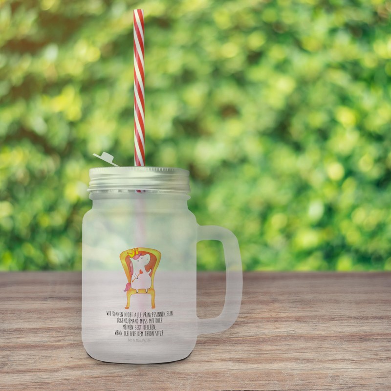 Mr. & Mrs. Panda Mason Jar Unicorn Princess Premium Glass