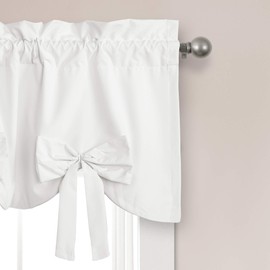 Lush Decor, White Melody Bow Window Curtain Valance, 18" x 52" + 2" Header