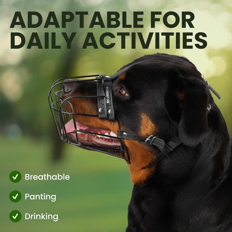 BRONZEDOG Dog Muzzle Adjustable Durable Metal Wire Basket for Large