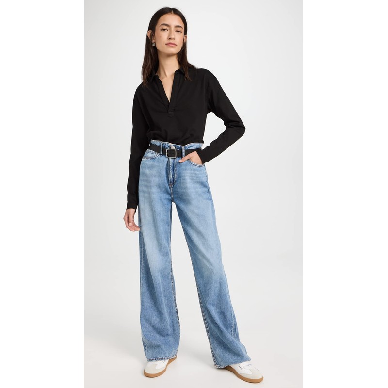 Frank & Eileen Women's Popover Henley Tee, Black, M