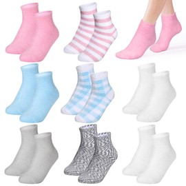 8 Pairs Aloe Socks Natural Moisturizing Spa Socks Lotion Socks Softening Aloe Infused Socks for Women Men Repairing Gel Sleeping Fuzzy Socks for Dry Cracked Feet Skins (Stylish)