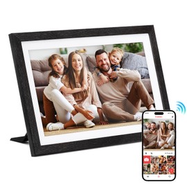 IIQ 15.6-inch Digital Picture Frame with Touch Screen - Auto-Rotation, 1080P IPS Display, 32GB, Dual WiFi & Frameo App, Modern Wooden Frame for Weddings, Home & Photographers