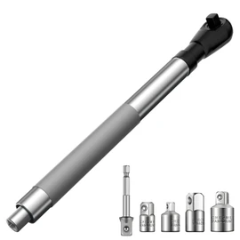 1/2" Offset Extension Wrench Impact for Electric Drill with 3/8" & 1/4" Adapters set, Impact Ratchet Extender for Tight Spaces