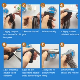 Cinta Doble Cara, Pegamento para Pelucas, 2 Rollos de Cinta Adhesiva para Extensiones Cinta Adhesiva de Doble Cara Cinta de Soporte para Peluca Cinta de Repuesto para Cinta en Extensiones de Cabello