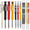 6 Pack Carpenter Pencil with Sharpener, Mechanical Carpenter Pencils with