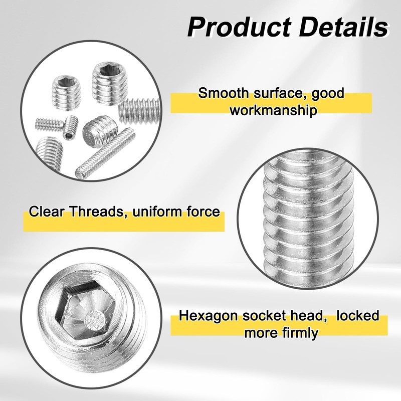 sourcing map 30Pcs Hex Socket Grub Screw, M2x2mm 304 Stainless