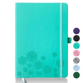 Qefuna Notebook Diary for Women, Notebook A5 Leather Journaling Notebooks for Work, 200 Pages Travel Diary for Women Men with Pen Holder and Ribbon, 5.78 x 8.34 Inches (Orchid Green)