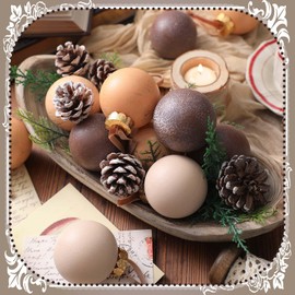 MiniInflat 18 Pcs Christmas Ball Ornaments Plastic Vintage Textured Christmas Tree Ornaments Gold Brown Decorative Shatterproof Ball with Hanging Loop for Rustic Xmas Decoration