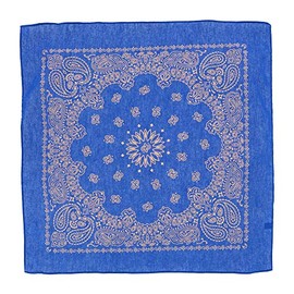 CTM® Metallic Gold Paisley Print Bandana, Blue