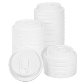uxcell Disposable Coffee Cup Lids, 50 Count 89mm U-Shaped Plastic Lids for 10/12/16OZ Coffee Cups, Suitable for Cold and Hot Drinks (White)