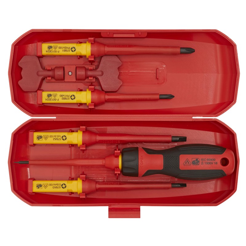Sealey Interchangeable Screwdriver Set, 8pc - VDE Approved - AK61280