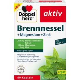 Doppelherz Nettle + Magnesium + Zinc | 250 mg nettle leaf extract per 2 capsules - zinc supports normal acid-base metabolism - 60 vegan capsules