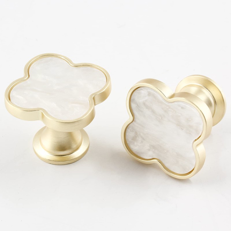 Uenhoy 6 Pcs Clover Drawer Knobs Decorative 4-Leaf Clover Cabinet