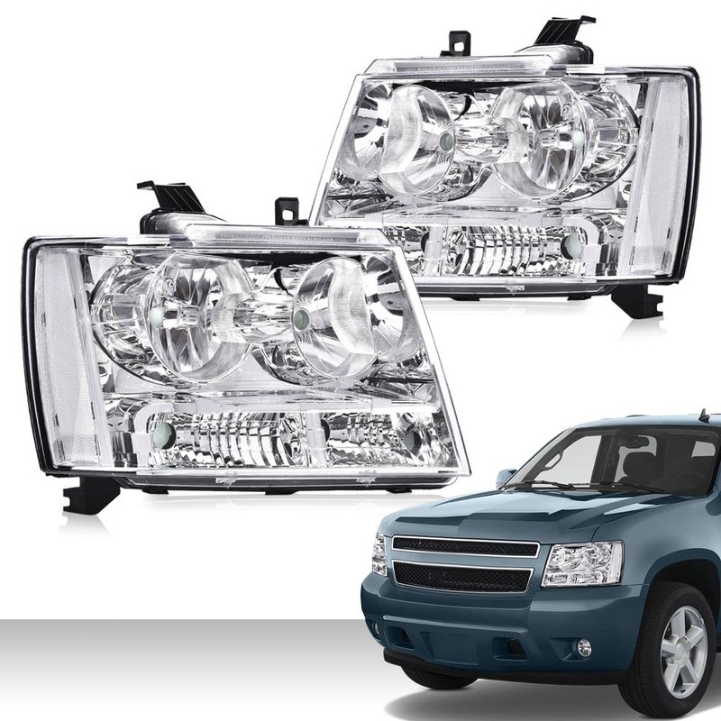 G-PLUS Headlights Assembly Compatible with Chevy Tahoe Subarban Avalanche 2007-2014