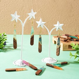 PandaHall 16pcs Resin Wood Charms Pendants Teardrop Wooden Charms Vintage Wood Pieces Statement for Bohemian Dangle Earring Necklace Jewelry Making