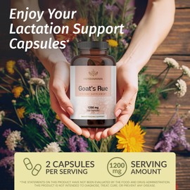 HERBAMAMA Goat's Rue Capsules - 1200mg Galega Officinalis for Mother's Breast Milk Lactation Support - Vegan, Non-GMO Goats Rue Herb Lactation Supplement