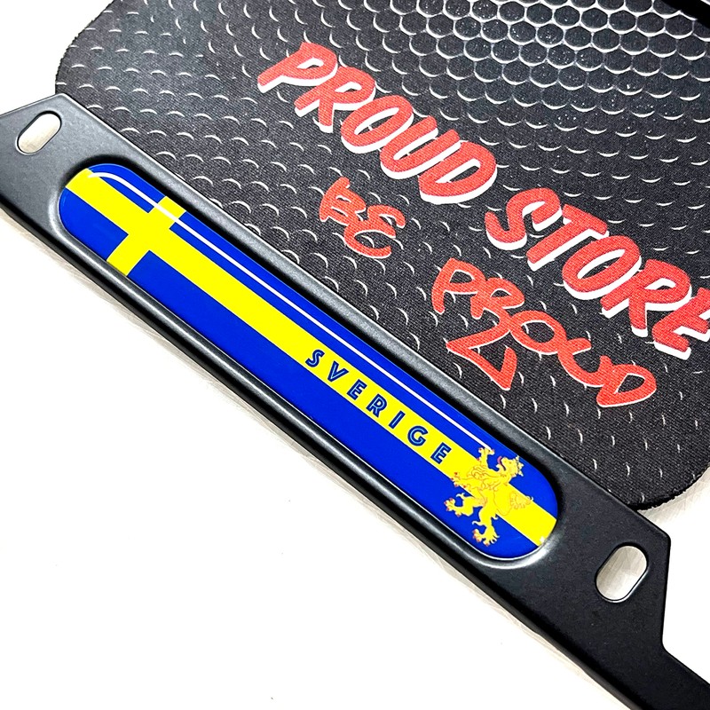 Sweden Flag Domed Black License Plate Frame -US Size- Sverige