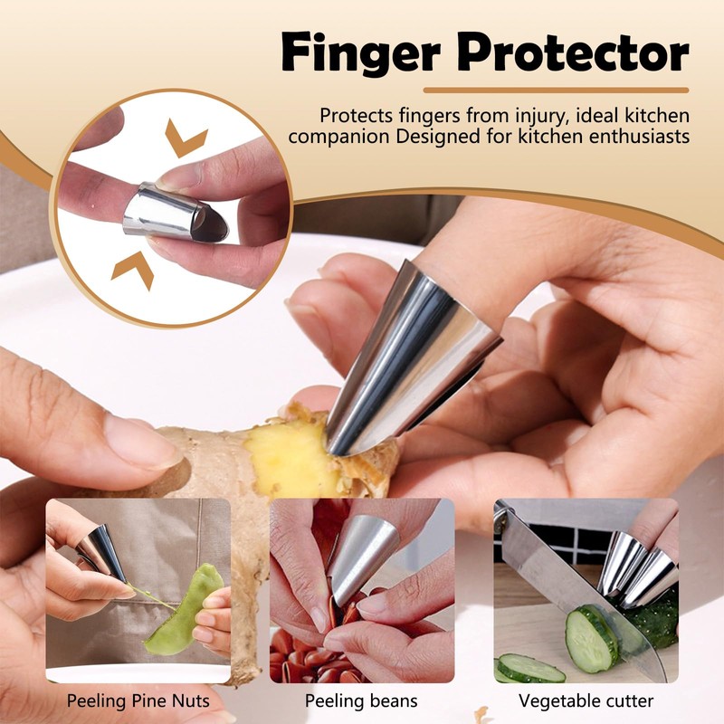 Realand 11pcs Stainless Steel Finger Guards for Cutting Food, Hand