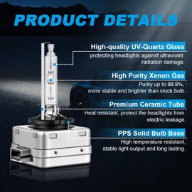 Cayluxt D1S Xenon HID Headlight Bulbs, 35W 6000K Cool White High Low Beam Replacement, Pack of 2